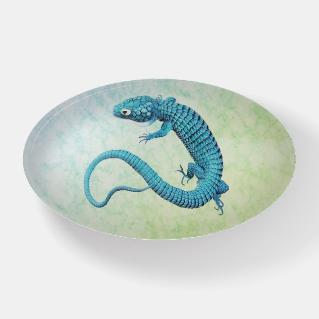 Mexican Alligator Lizard Blue Teal Paperweight (Front)