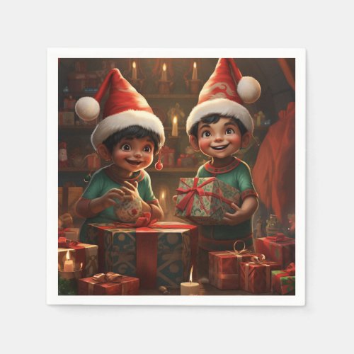 Mexican Amercan Christmas Elfs  Napkins