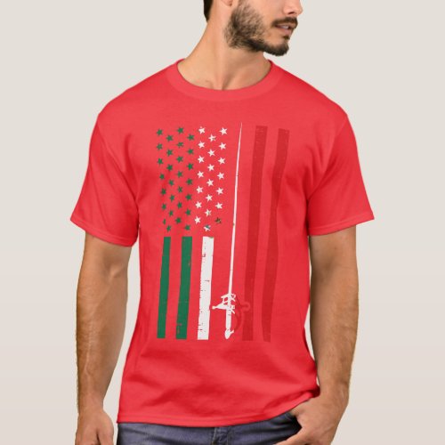 Mexican American Flag Fencing Cinco De Mayo Sports T_Shirt