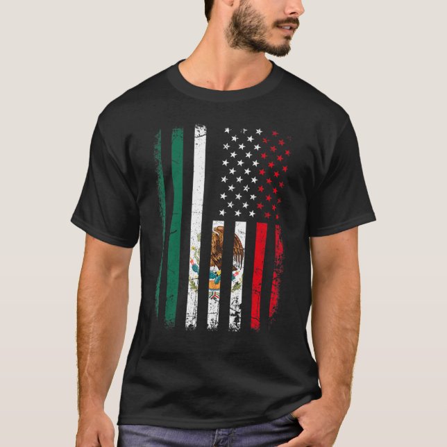 Mexican American Flag Mexican Roots Mexico America T-Shirt (Front)