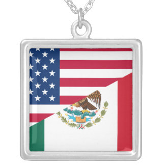 Mexican American Flag Necklace