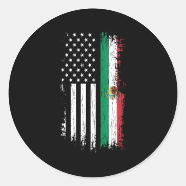 Mexican American Flag Pride Mexico Usa Classic Round Sticker (Front)