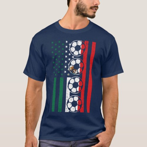 Mexican American Flag Soccer Cinco De Mayo Sports  T_Shirt