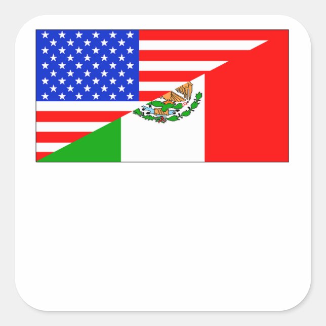 Mexican American Flag Square Sticker (Front)