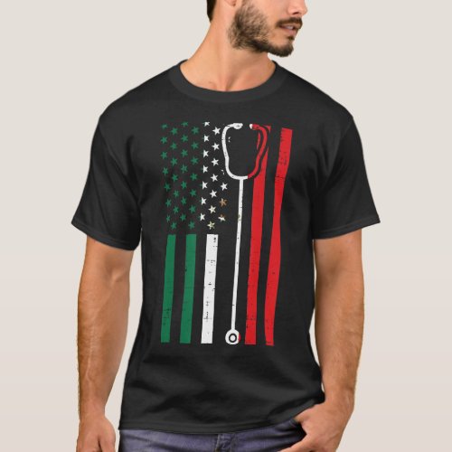 Mexican American Flag Stethoscope Cinco De Mayo Nu T_Shirt