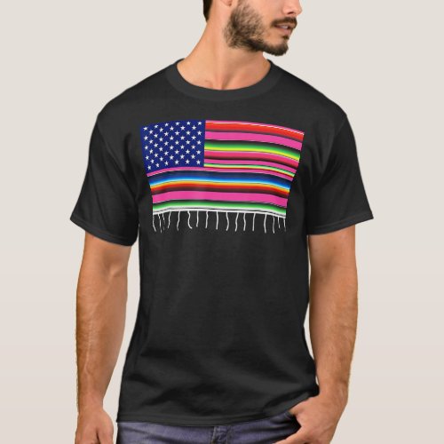 Mexican American Flag Usa Serape Cinco De Mayo Par T_Shirt