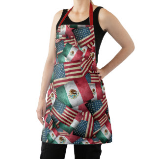 Mexican American Flags Apron