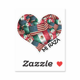 Mexican/American Flags Heart  Sticker