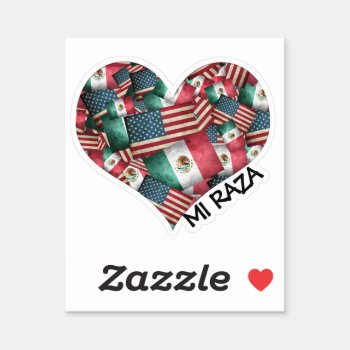 Mexican/american Flags Heart  Sticker by gravityx9 at Zazzle