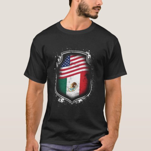 Mexican American Flags Of Mexico And America T_Shirt