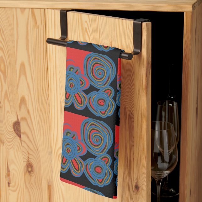 Mexican American Floral Swirl Design Kitchen Towel (Thirds Fold)