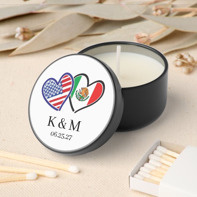 Mexican American Heart Flags Mini Candle Favors (Insitu)