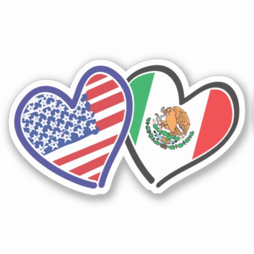 Mexican American Heart Flags Sticker