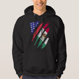 Mexican American Patriot Grown Heart Flag Stripes Hoodie