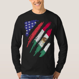 Mexican American Patriot Grown Heart Flag Stripes T-Shirt