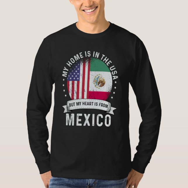 Mexican American Patriot Grown Proud Home USA Flag T-Shirt (Front)