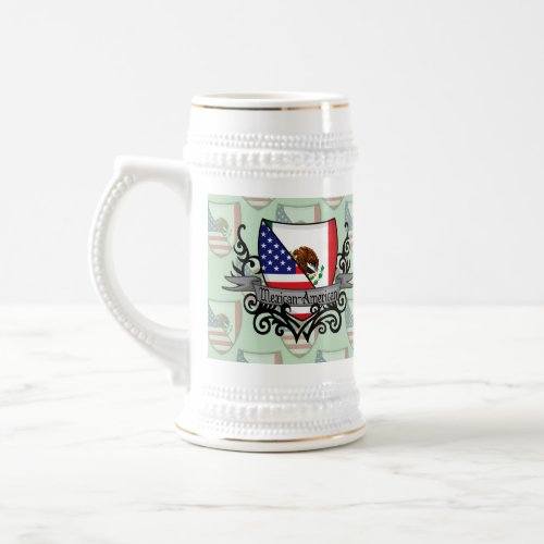 Mexican_American Shield Flag Beer Stein
