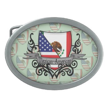 Mexican-american Shield Flag Belt Buckle by representshop at Zazzle