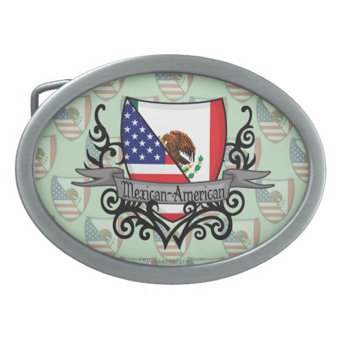 Mexican_American Shield Flag Belt Buckle