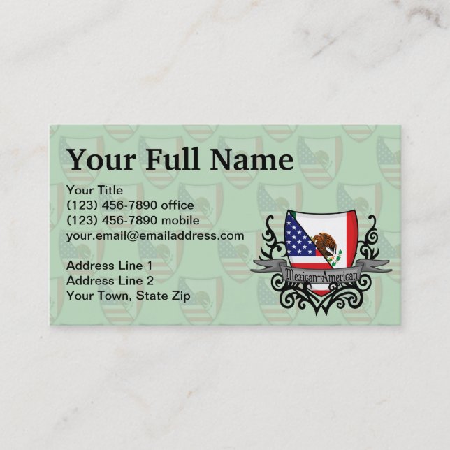 Mexican-American Shield Flag Business Card (Front)