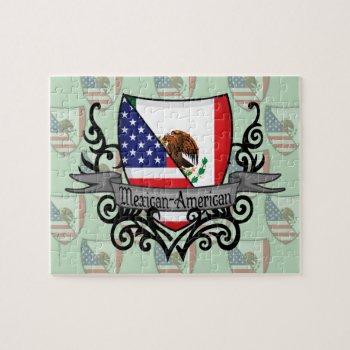Mexican-american Shield Flag Jigsaw Puzzle by representshop at Zazzle