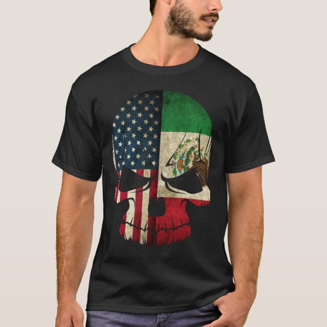 Mexican American Skull Flag T-Shirt (Front)