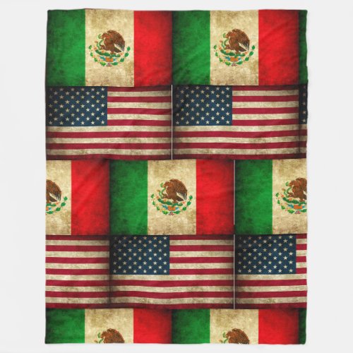 Mexican_American unity design  Fleece Blanket