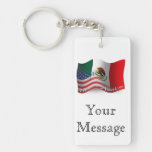 Mexican-american Waving Flag Keychain at Zazzle