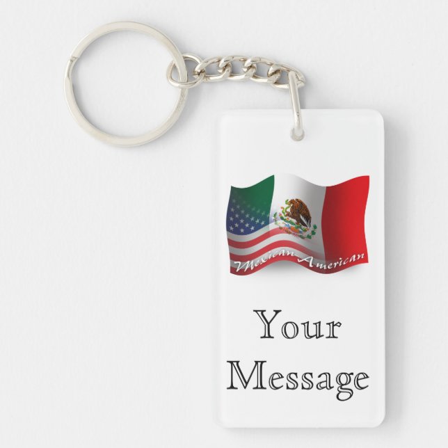 Mexican-American Waving Flag Keychain (Front)