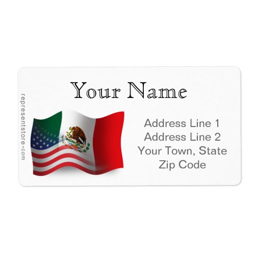 Mexican_American Waving Flag Label