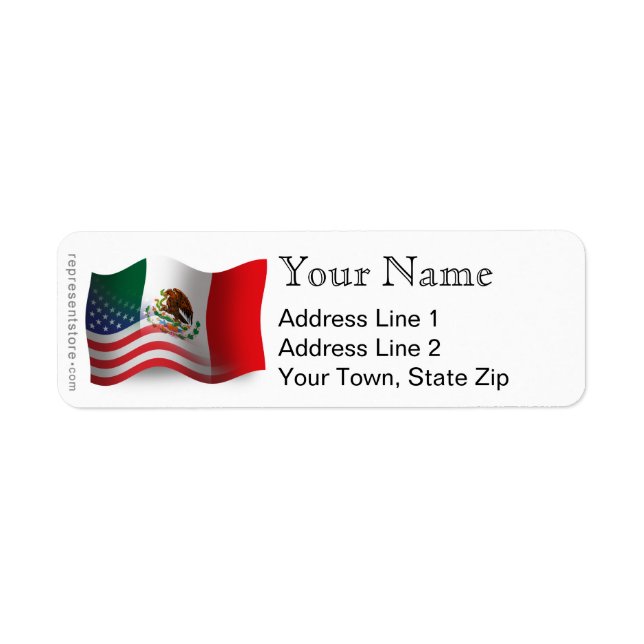 Mexican-American Waving Flag Label (Front)