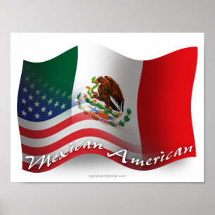 Mexican-American Waving Flag Poster