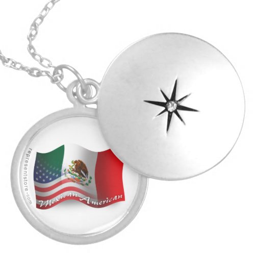 Mexican_American Waving Flag Silver Plated Necklace