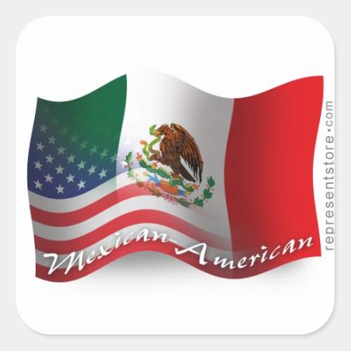 Mexican_American Waving Flag Square Sticker