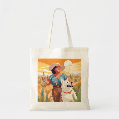 Mexican_American Woman Tequila Sun  Rescue Dog Tote Bag