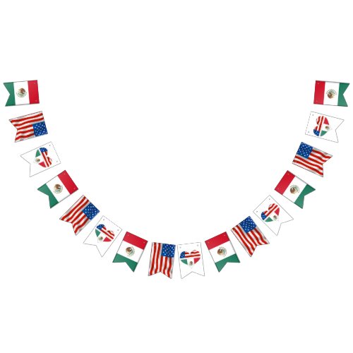 Mexican and American Flags and hearts wedding
