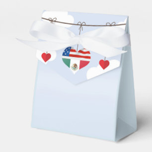 Mexican and American Flags and hearts wedding Favor Boxes