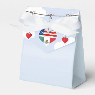 Mexican and American Flags and hearts wedding Favor Boxes