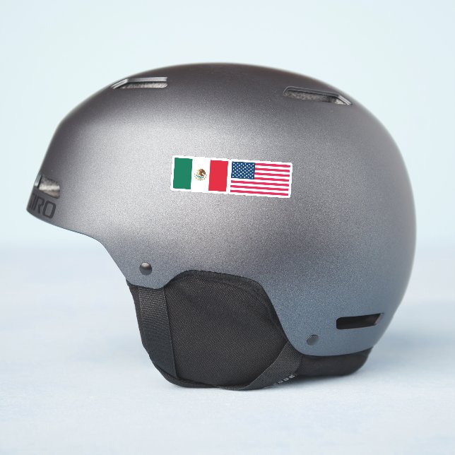 Mexican and American flags Side by Side  Sticker (Helmet Side)