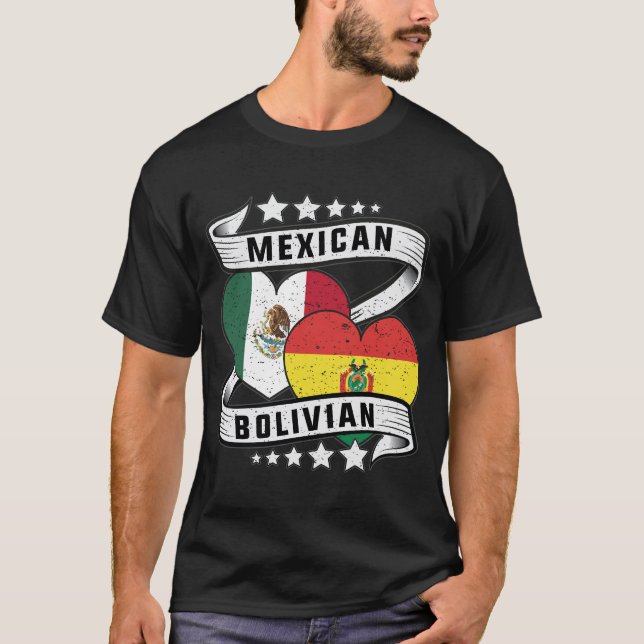 Mexican And Bolivian Flag T-Shirt (Front)
