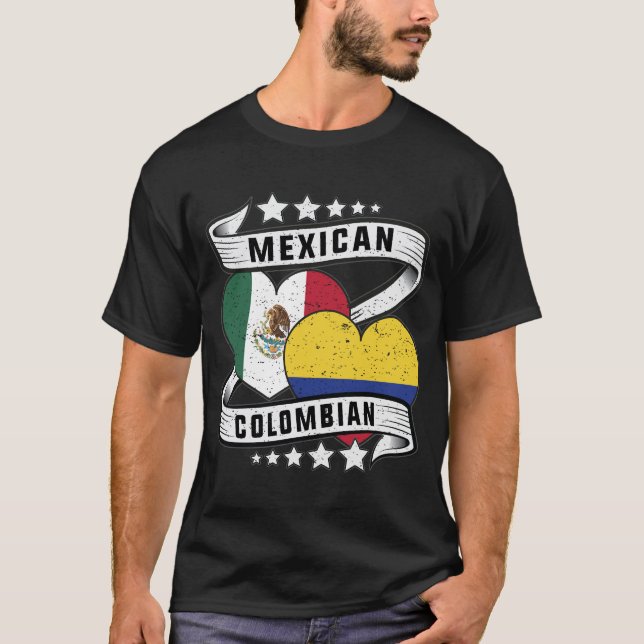 Mexican And Colombian Flag T-Shirt (Front)