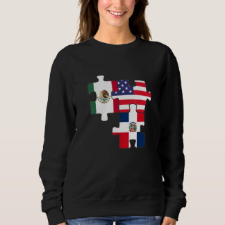 Mexican And Dominican Roots Plus Usa Flag Sweatshirt