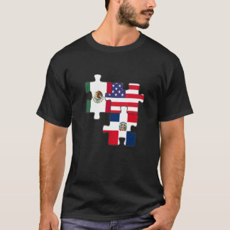 Mexican And Dominican Roots Plus Usa Flag T-Shirt