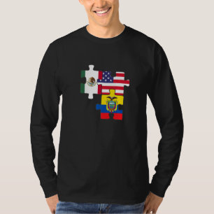 Mexican And Ecuatorian Roots Plus The Usa Flag   T-Shirt