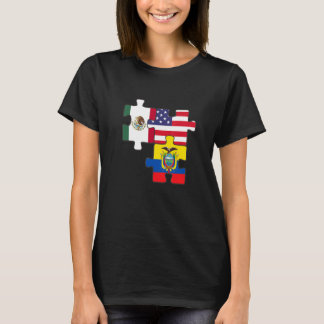 Mexican And Ecuatorian Roots Plus The Usa Flag T-Shirt