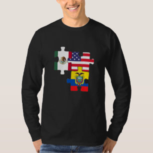 Mexican And Ecuatorian Roots Plus The Usa Flag T-Shirt
