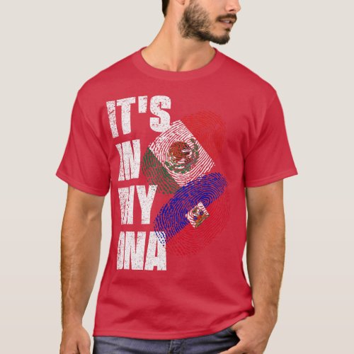 Mexican And Haitian Mix DNA Heritage Flag T_Shirt