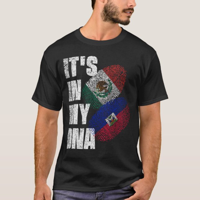 Mexican And Haitian Mix DNA Heritage Flag T-Shirt (Front)