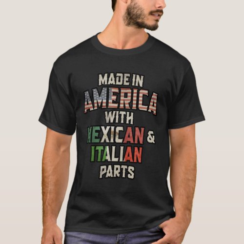 Mexican And Italian Made In America Mix Heritage V T_Shirt