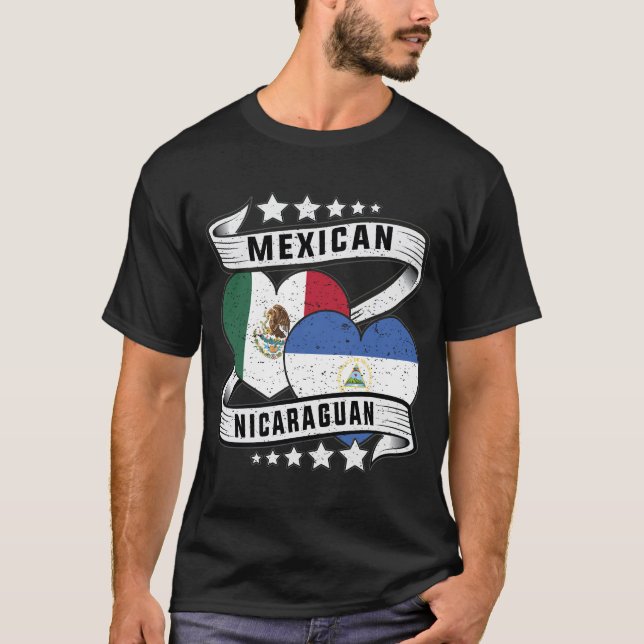 Mexican And Nicaraguan Flag T-Shirt (Front)